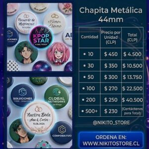 Chapitas Metálicas 44mm Personalizadas al por mayor